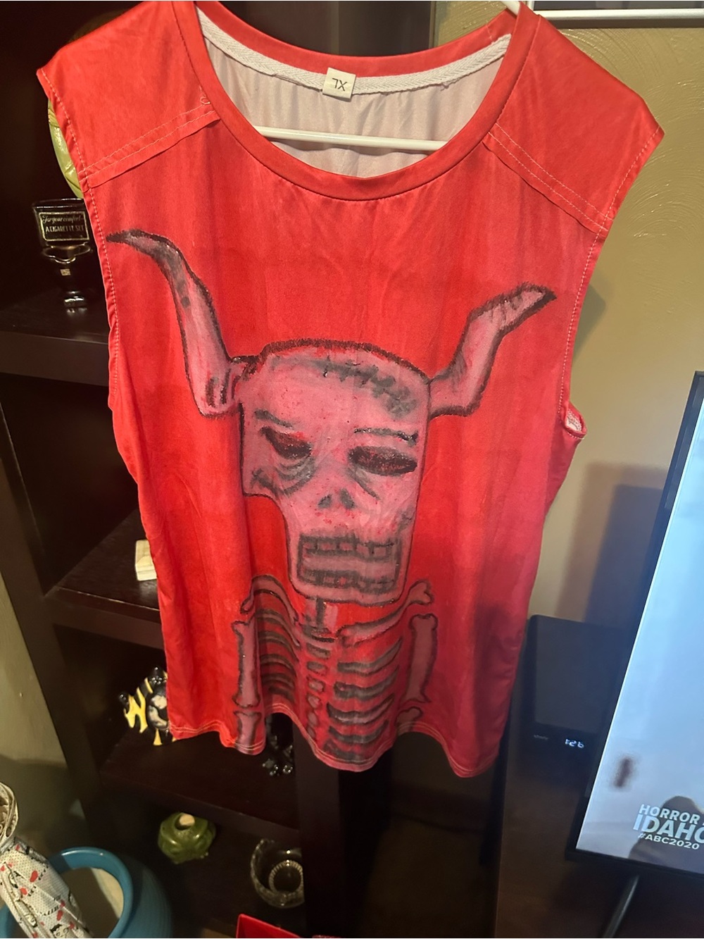 Men's Red Graphic Skull Tank Top -